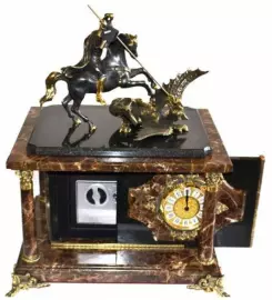 Часы-сейф из итальянского мрамора  "Георгий Победоносец"