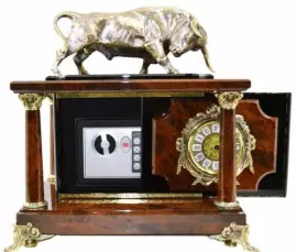 Часы-сейф из обсидиана "Бык"