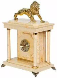 Часы-сейф из мрамора "Лев"