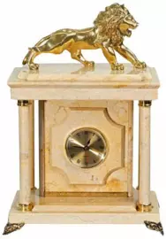Часы-сейф из мрамора "Лев"
