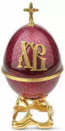 Яйцо-шкатулка "Христос Воскрес" бордовое