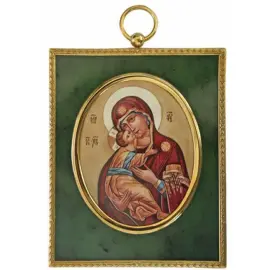 Икона из серебра "Богоматерь Владимирская" с позолотой