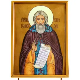 Икона из серебра "Сергий Радонежский" с эмалью Икона из серебра "Сергий Радонежский" с эмалью