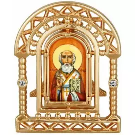 Икона из серебра "Николай Чудотворец" с бриллиантами