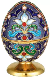 Шкатулка-яйцо "Цветок" (серебро, эмаль)