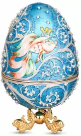 Шкатулка-яйцо "Золотая рыбка" из меди