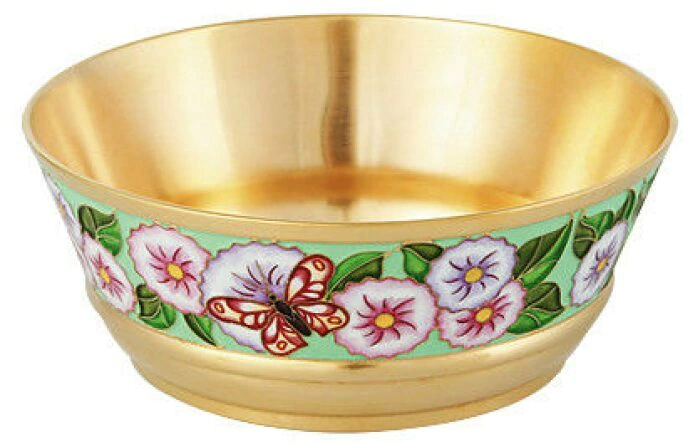 Khokhloma candy bowl made of silver with gilding