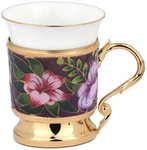 Silver cup holder "Flowers" with enamel coating