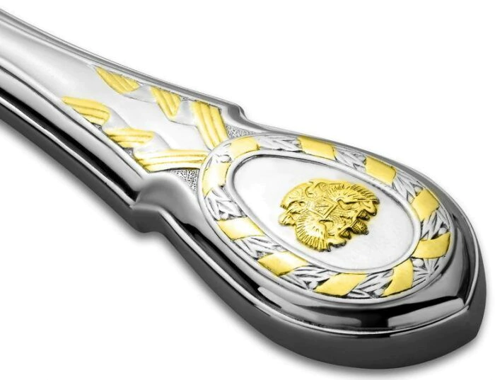 Meat fork from the set "State Coat of Arms of the Russian Federation" with gilding
