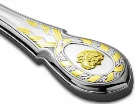 Нож для рыбных блюд из набора "Государственный Герб РФ" с золочением Нож для рыбных блюд из набора "Государственный Герб РФ" с золочением