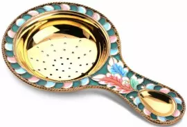 Ситечко "Цветы" из серебра с золочением