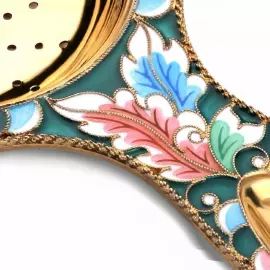 Ситечко "Цветы" из серебра с золочением