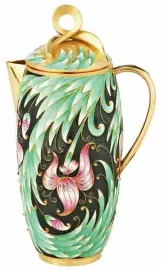 Кофейник из кофейного сервиза "Ирис" с золочением (серебро, эмаль)