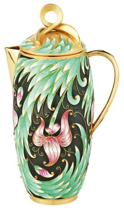 Coffee pot from the Iris coffee set with gilding (silver, enamel)