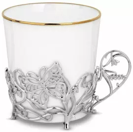 Подстаканник "Бабочки" серебряный