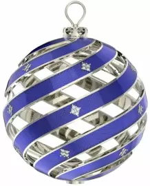 Christmas tree ball with a wide stripe, enamels and cubic zirconia