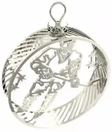 Елочная игрушка "Хоккеист" из серебра