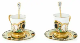 Кофейный набор "Пробуждение весны" на 2 персоны, с агатом, Златоуст