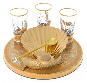 Caviar bowl with 3 stacks "Shell" Zlatoust