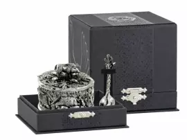 Посеребренная солонка "Кабан" с чернением в футляре