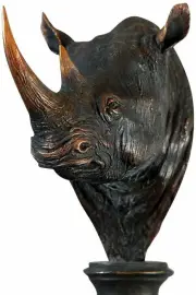 Авторская скульптура из бронзы "Голова носорога"