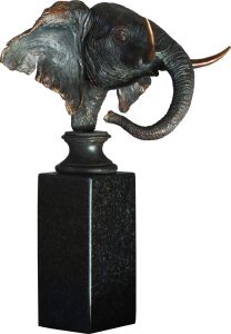 The author's bronze sculpture "Elephant's Head"