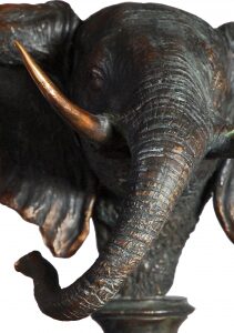 The author's bronze sculpture "Elephant's Head"