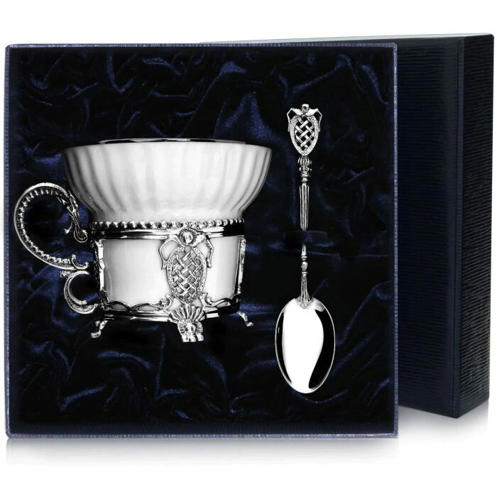 Silver tea set "Patron": spoon, cup