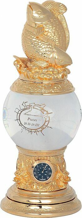 Настольные часы с термометром и гигрометром "Рыбы"
