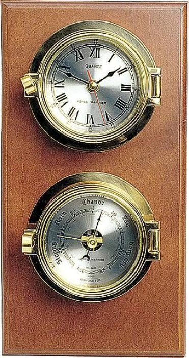 Wall clock with Porthole barometer