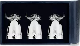 Набор рюмок для водки из серебра "Царь-Рыба" на 3 персоны