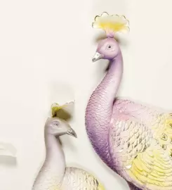 Панно декоративное "Лавандовые павлины" из полистоуна