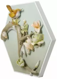 Триптих "Птицы на ветках сакуры" из полистоуна