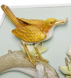 Триптих "Птицы на ветках сакуры" из полистоуна