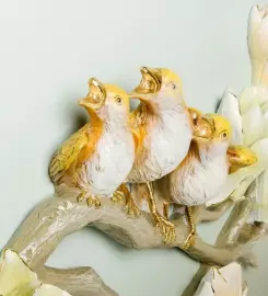 Триптих "Птицы на ветках сакуры" из полистоуна