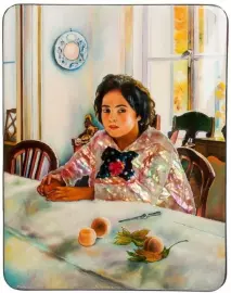 Шкатулка для украшений "Девочка с персиками" из папье-маше