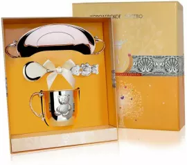 Набор детский серебряный КД "Мишка" (3 предмета, с кружкой и блюдцем)