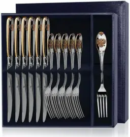 Серебряный столовый набор "Единство" с позолотой, 12 предметов Серебряный столовый набор "Единство" с позолотой, 12 предметов