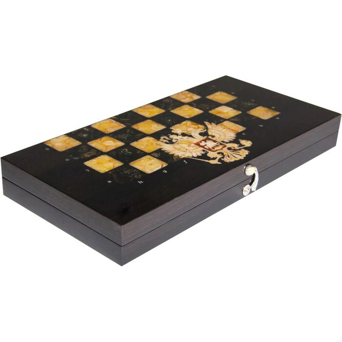 Chess made of amber "Russia" (stained oak)