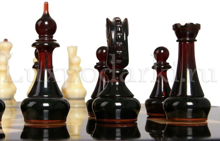 Chess made of amber "Russia" (stained oak)