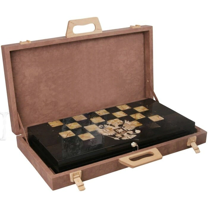 Chess made of amber "Russia" (stained oak)