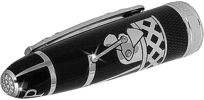 Fountain pen "Oil" silver with diamonds