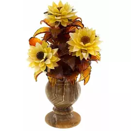 Composition with flowers from amber "Asters" in a vase
