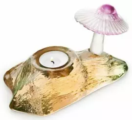 Подсвечник "Гриб", коричневый/зелёный/розовый