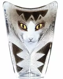 Скульптура "Кошка" малая, коричневая/серая