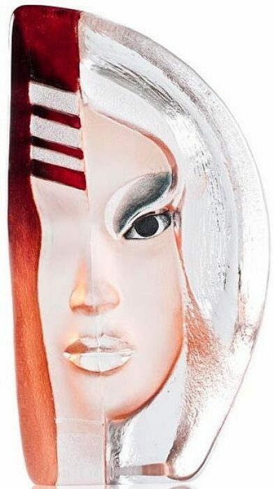 Sculpture "Enor's Mask", red/orange