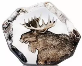 Скульптура из хрусталя "Лось", коричневая