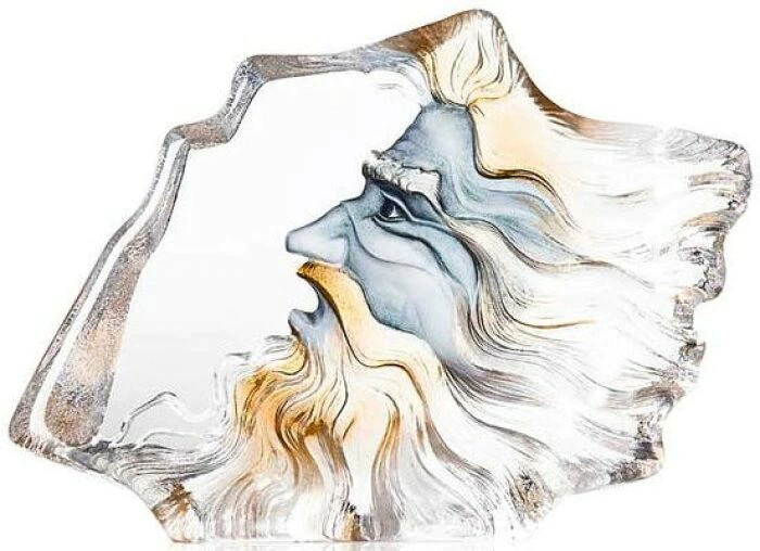 Sculpture "The Mask of Poseidon III", gray/gold