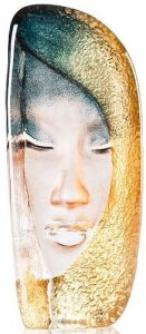 Sculpture "Mask of the Mystic", golden iridescent