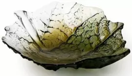 Чаша-подсвечник из хрусталя "Лист", зелёная